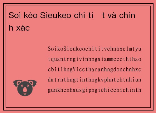 Soi kèo Sieukeo chi tiết và chính xác
