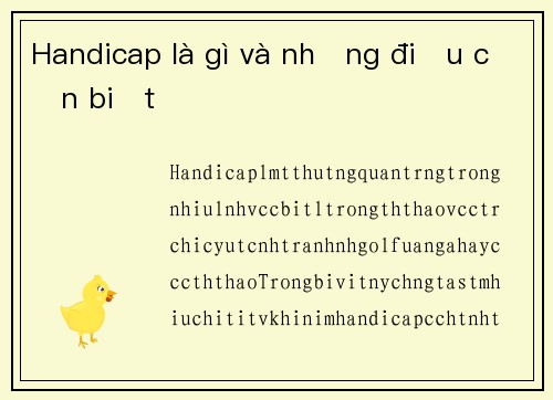 Handicap là gì và những điều cần biết